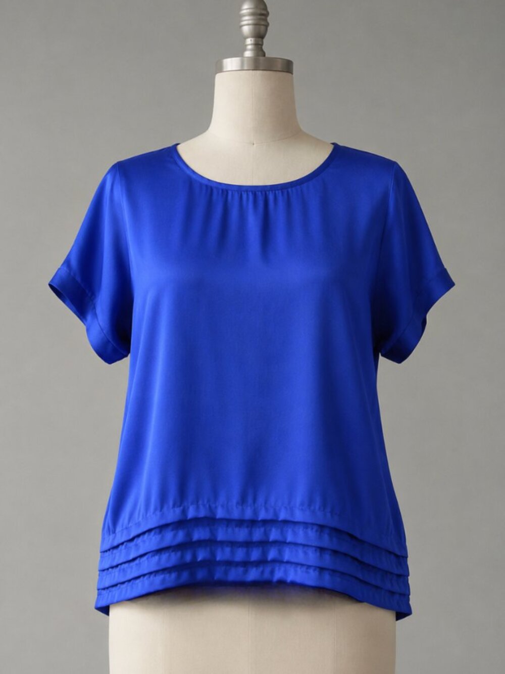 Mossimo | Blue Satin Ruffled Hem Short Sleeve Blouse or Top | Sz XS